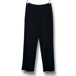 Vintage Black Knit Pants with Sequin Tassels